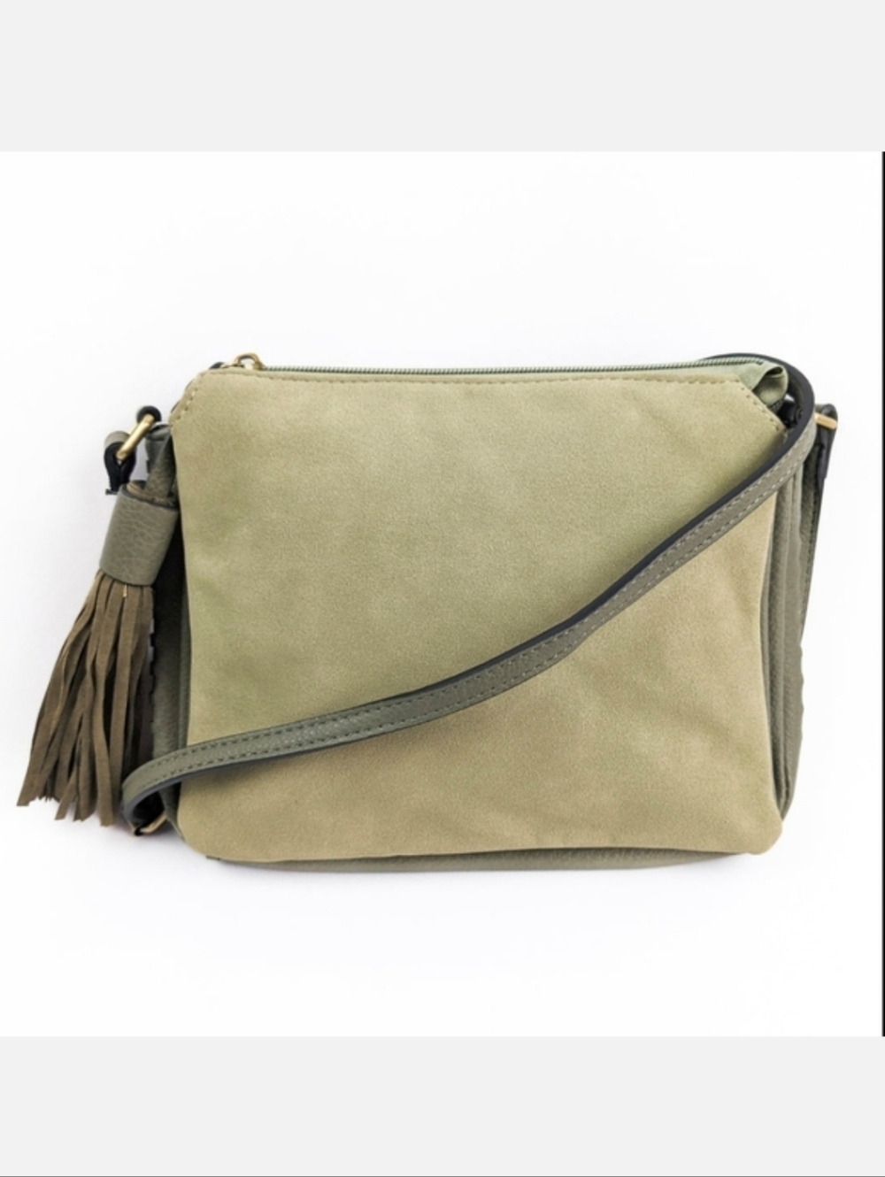 🦋LAST🦋 NWT Jen & Co. Sabrina 2-Tone Crossbody Bag, Suede Olive